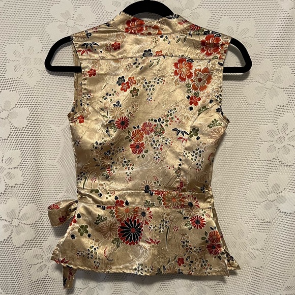 Xhilaration Floral Satin Wrap Top - Picture 6 of 15